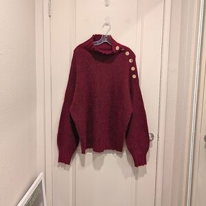 Retrofete Marve Elegant Burgundy Sweater with Button Detail Small NWOT